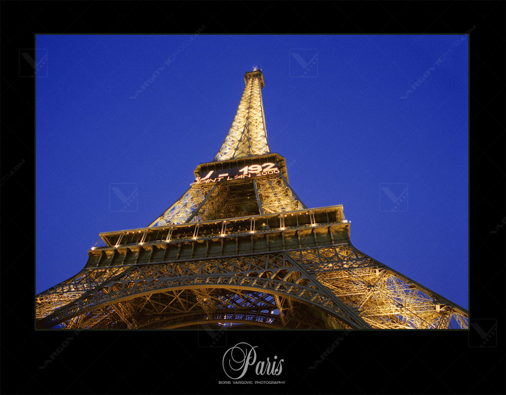 Parisian Tour Eiffel in the time of nightfall by art photographer Boris Vargovic