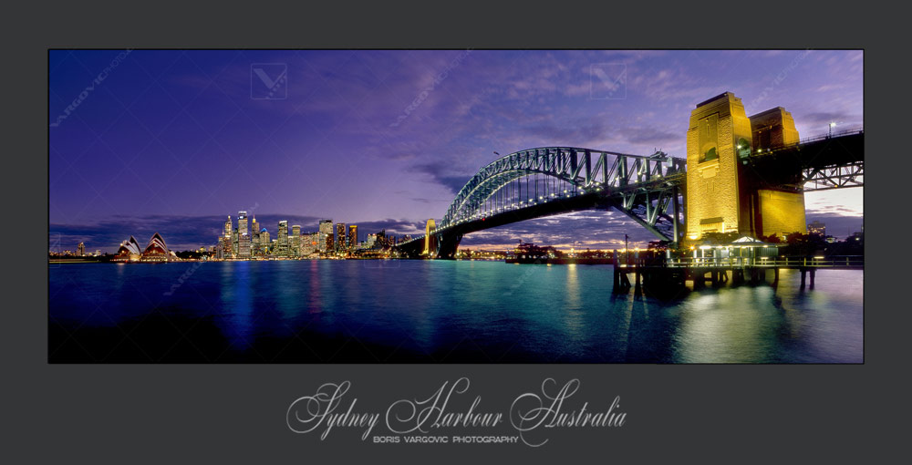 Magnificent sunset above Sydney Harbour Bridge and the Opera House in Australian state New South Wales on the way of art photographer Boris Vargovic